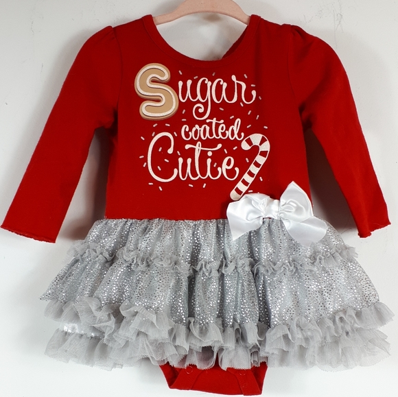 Baby Glam Other - Baby Glam, Christmas, Red & Grey Rhinestone Dress